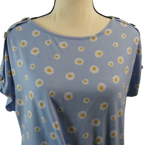 Stitchwurks Daisy Printed Top Twist Hem Short Sleeves M/L? - Picture 2 of 5